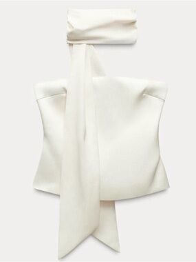 Zara Ivory Strapless Top with Scarf
